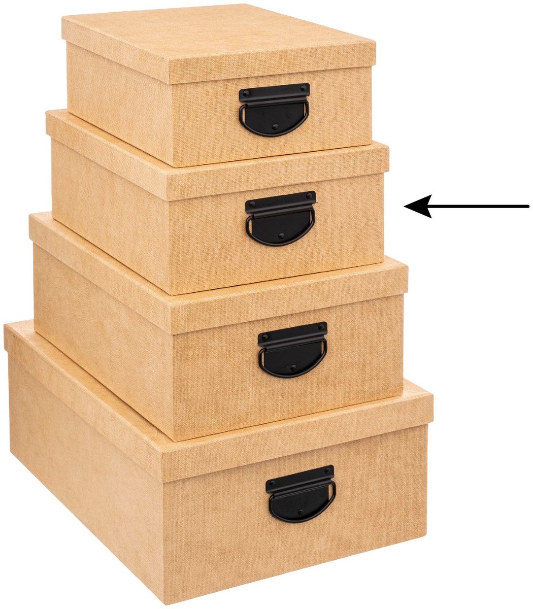 5Five Opbergdoos - Opslagbox - goudgeel - L30 x B24 x H12 cm - Stevig karton - Industrialbox