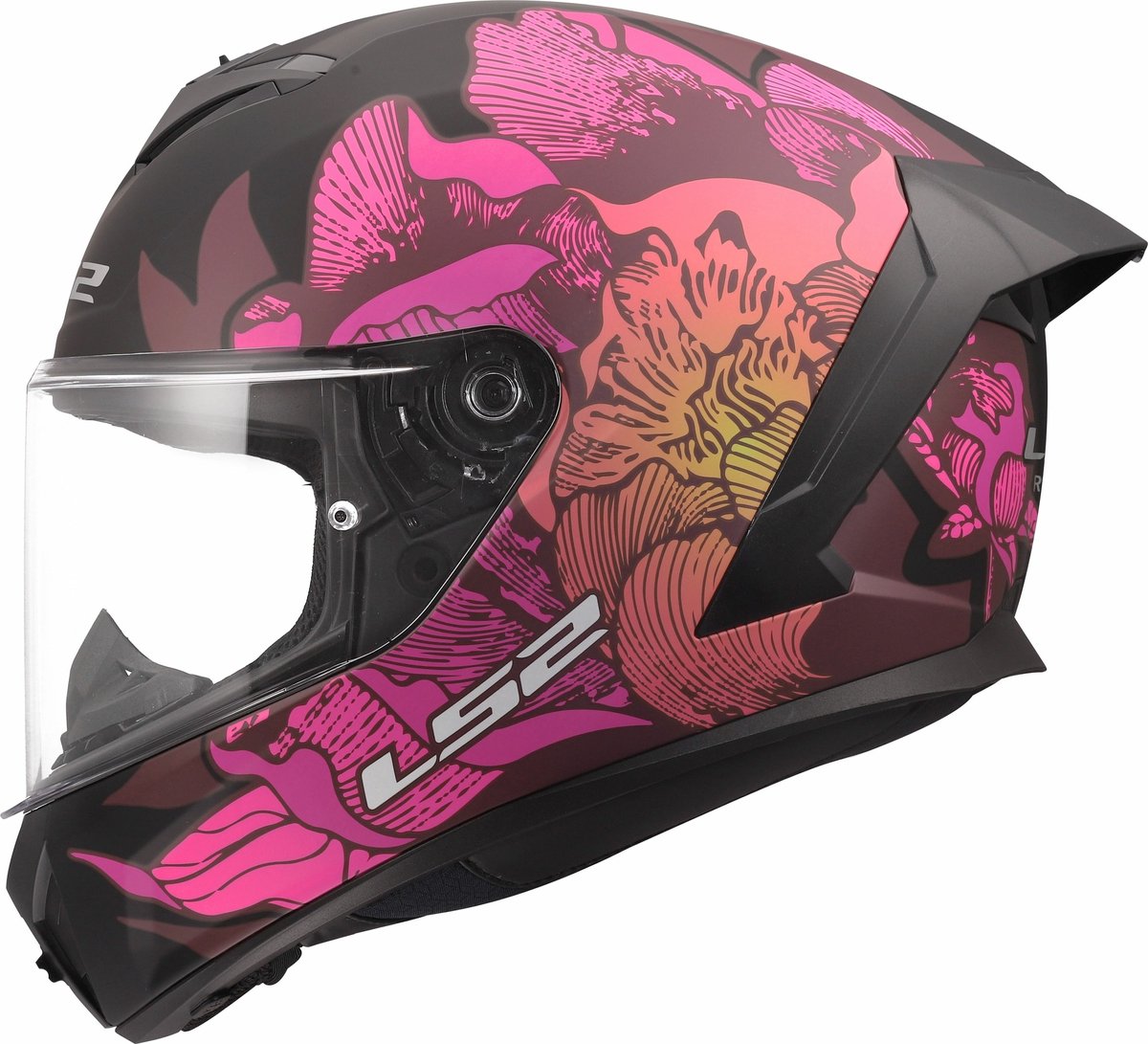 LS2 Helm Rapid III Poppies II FF820 zwart / roze maat L