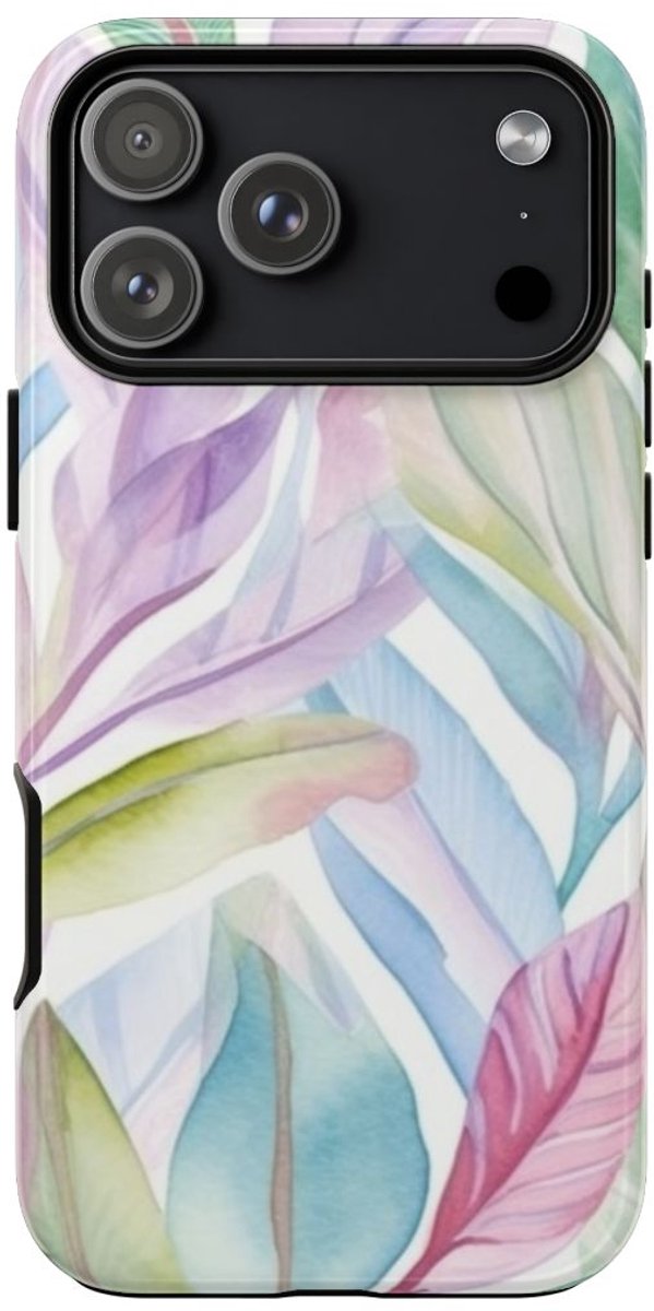 Aquarel Pastelbladeren Patroon – Telefoonhoesje Geschikt voor iPhone 17 Pro Max