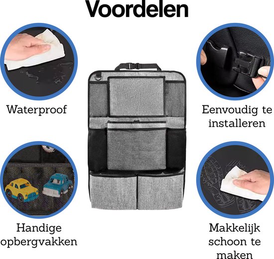 DIVERZA Auto Organizer - Luxe en Sterke Autostoel - Met Tablet Houder Voor Kinderen - Geschikt voor Ipad - Opbergruimte voor kinderen en baby - Grijs van Merkloos — afbeelding 2