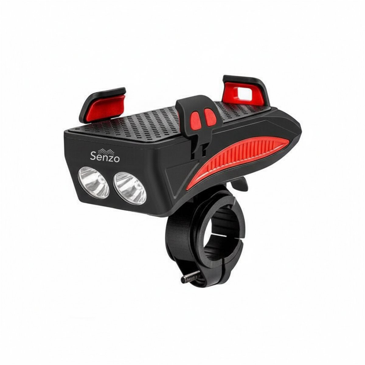 Senzo Telefoonhouder Voor Fiets - Fietslamp - Met Powerbank - Fietslampje - Voorlicht - GSM Houder Fiets - Met Fietshoorn