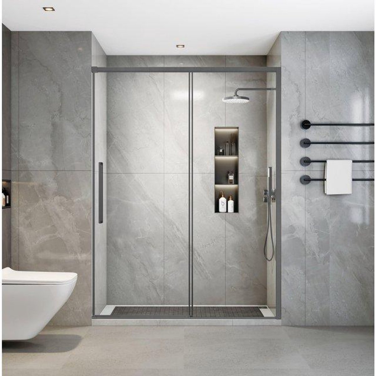 Aqua Vista Lokla Linea nisdeur - 150x200cm - incl. montageset - gunmetal
