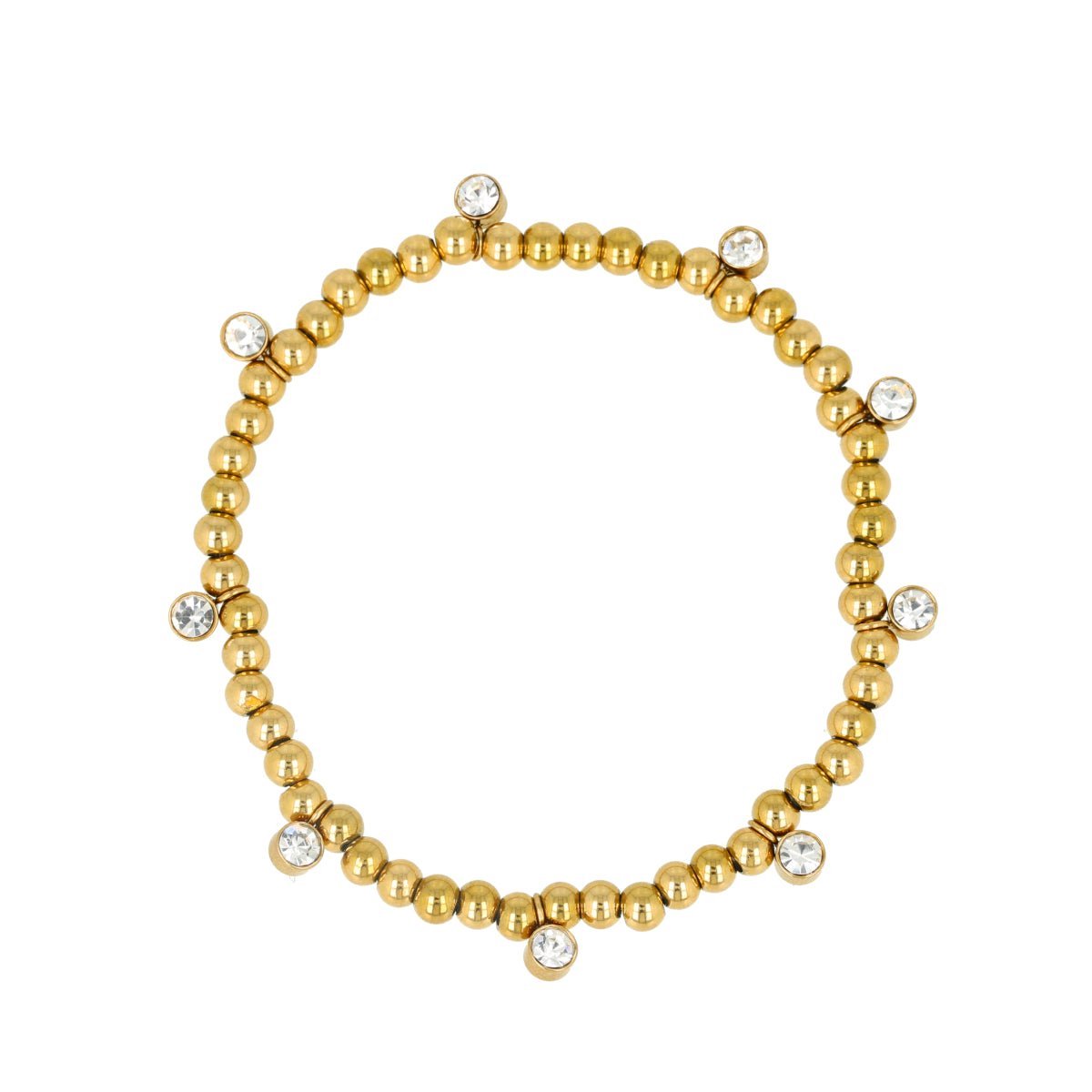 My Bendel - Stralende Goudkleurige Kralenarmband met Zirkonia - met Luxe Cadeauverpakking | Sieraden Voor Dames