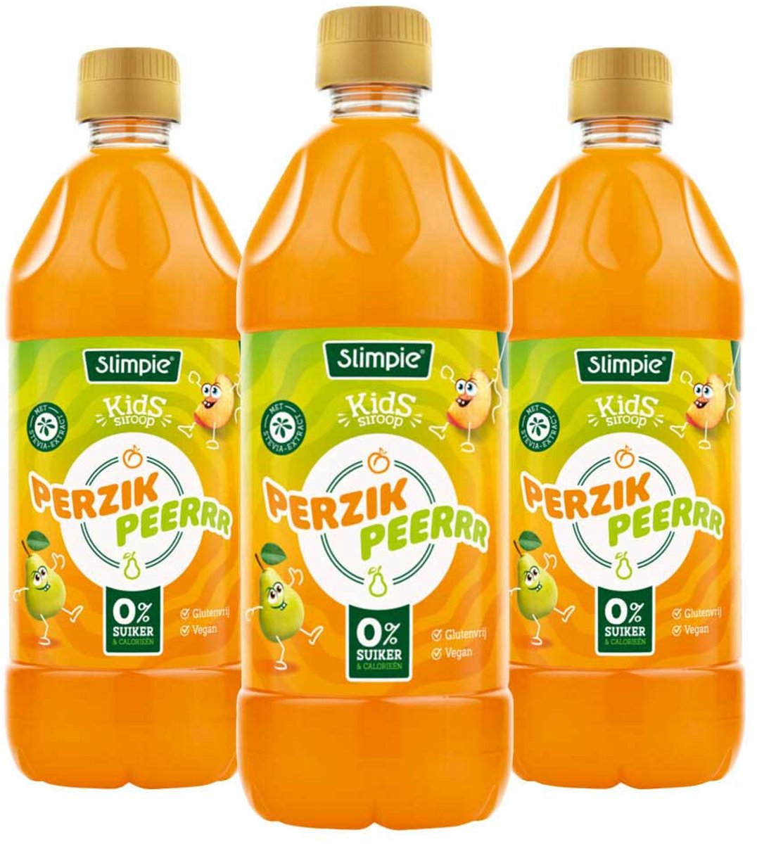 Slimpie Siroop Kids Perzik Peerrr - 3 x 580 ml - Voordeelverpakking