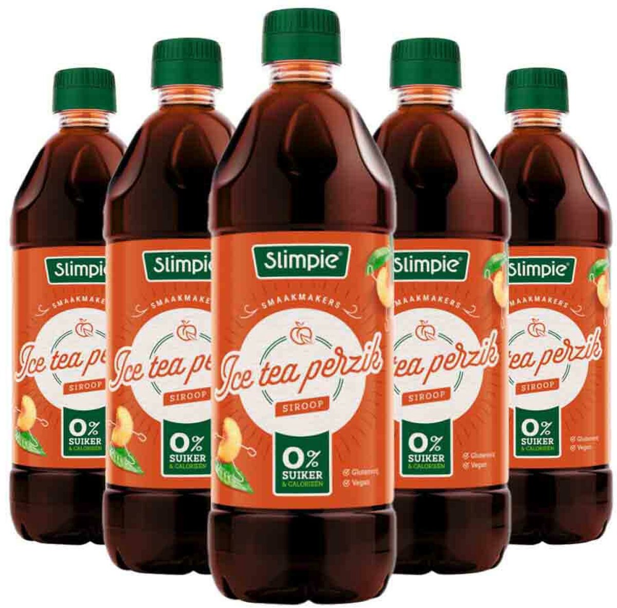 Slimpie Siroop Ice Tea Perzik - 5 x 650 ml - Voordeelverpakking