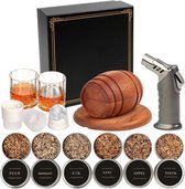 Kit De Fumage Pour Cocktails Et Whisky - 4 Copeaux De Bois (noyer, Chêne, Cerisier, Pomme) Avec Accessoires - Pour Aromatiser Boissons, Café, Viandes - Cadeau Fête Des Pères, Amateurs