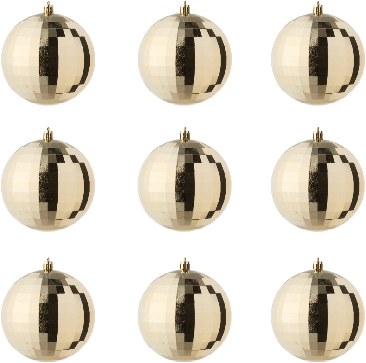 J-Line kerstbal Disco - kunststof - goud - doos van 9