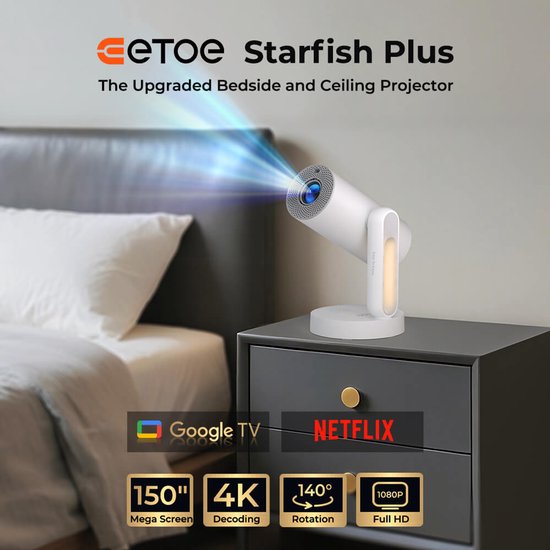 ETOE Starfish Plus-projector met ingebouwde Google TV, 140