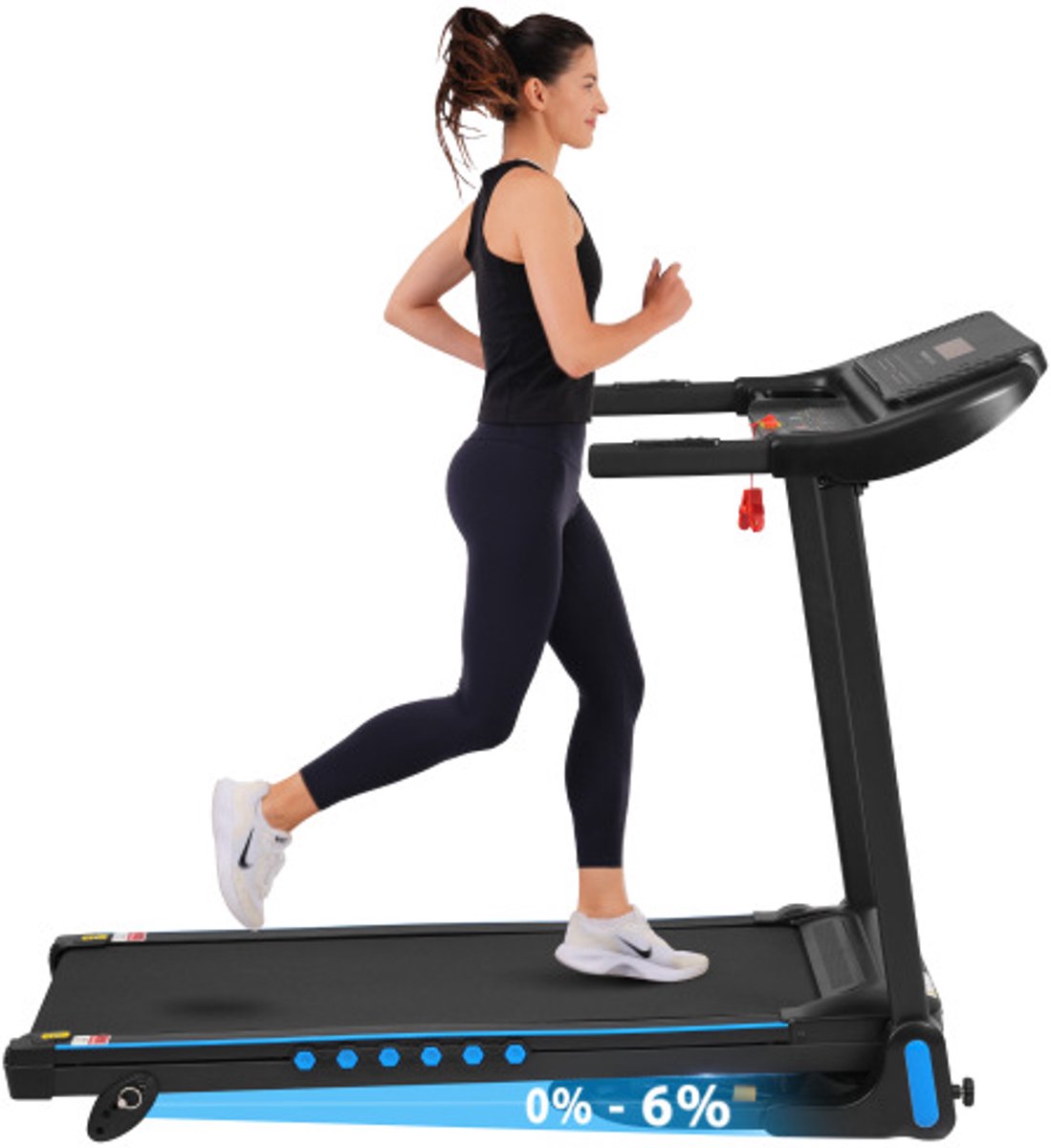 Afbeelding 3 van Loopband voor thuis, opvouwbaar, 14 km/u, loopbanden 3,0 pk met hartslagmeter, opvouwbare loopband met helling 6%, loopband voor thuis met LED-display en Bluetooth, maximaal draagvermogen 140 kg (EAN: ...4219)