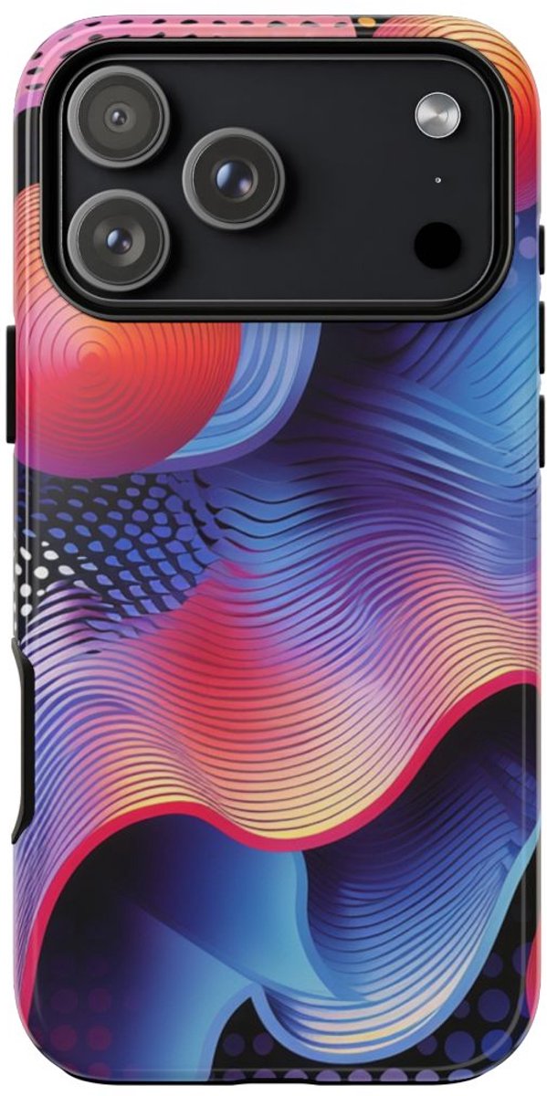 Kleurrijke Abstracte Golven en Bollen – Telefoonhoesje Geschikt voor iPhone 17 Pro Max