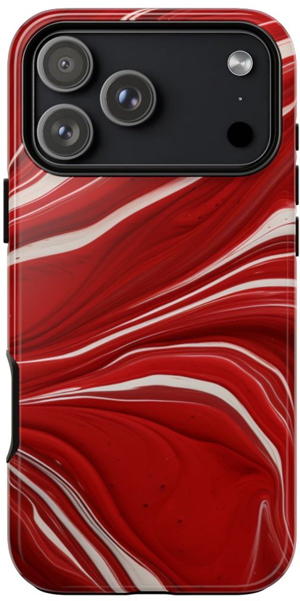 Rood-Wit Vloeiend Abstract Design – Telefoonhoesje Geschikt voor iPhone 17 Pro Max