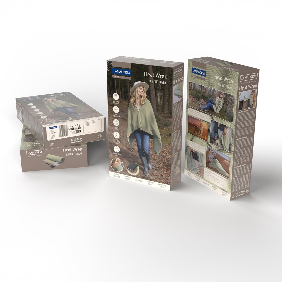 Lanaform - Heat Wrap - Draadloze Verwarmde Poncho - Verwarmingsdeken Nomade - Warmte Nek Buiten - Draagbare Batterij 5000mAh - Ultra Zachte Fleece - Winter Thuis Wandeling Comfort – foto 4