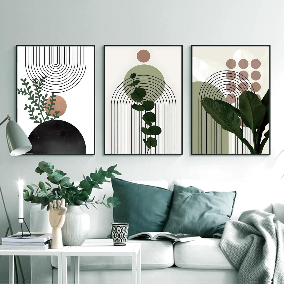 Azomor® Moderne geometrische wanddecoratie met groene planten voor elke kamer