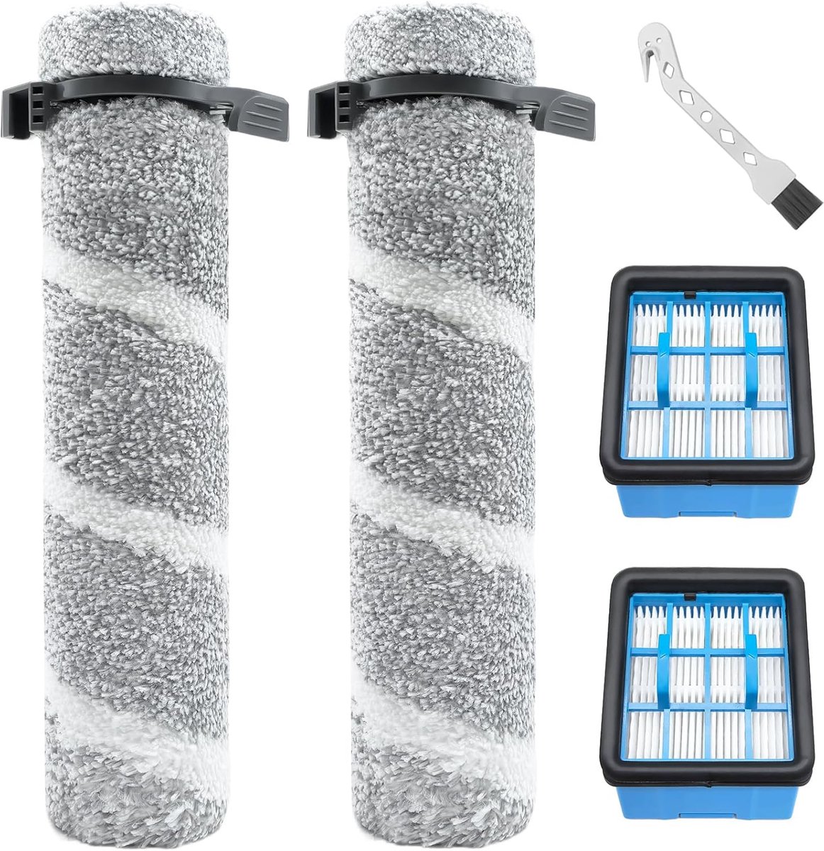 Geschikt voor Reserveonderdelen voor Bissell CrossWave OmniForce Edge stofzuigers 4076, 4087, 4000, 4006, 4007, 4008, 4017, 3912, 3999, accessoireset 2 borstelrollen + 2 filters