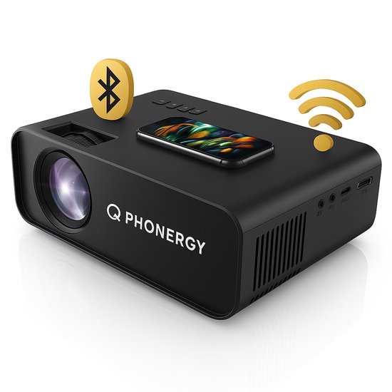 Phonergy Lumora - Mini projecteur - Full HD (compatible 4K) - Projecteur - 2025 - 13000 lumens - HDMI- Wifi - Bluetooth - Zwart