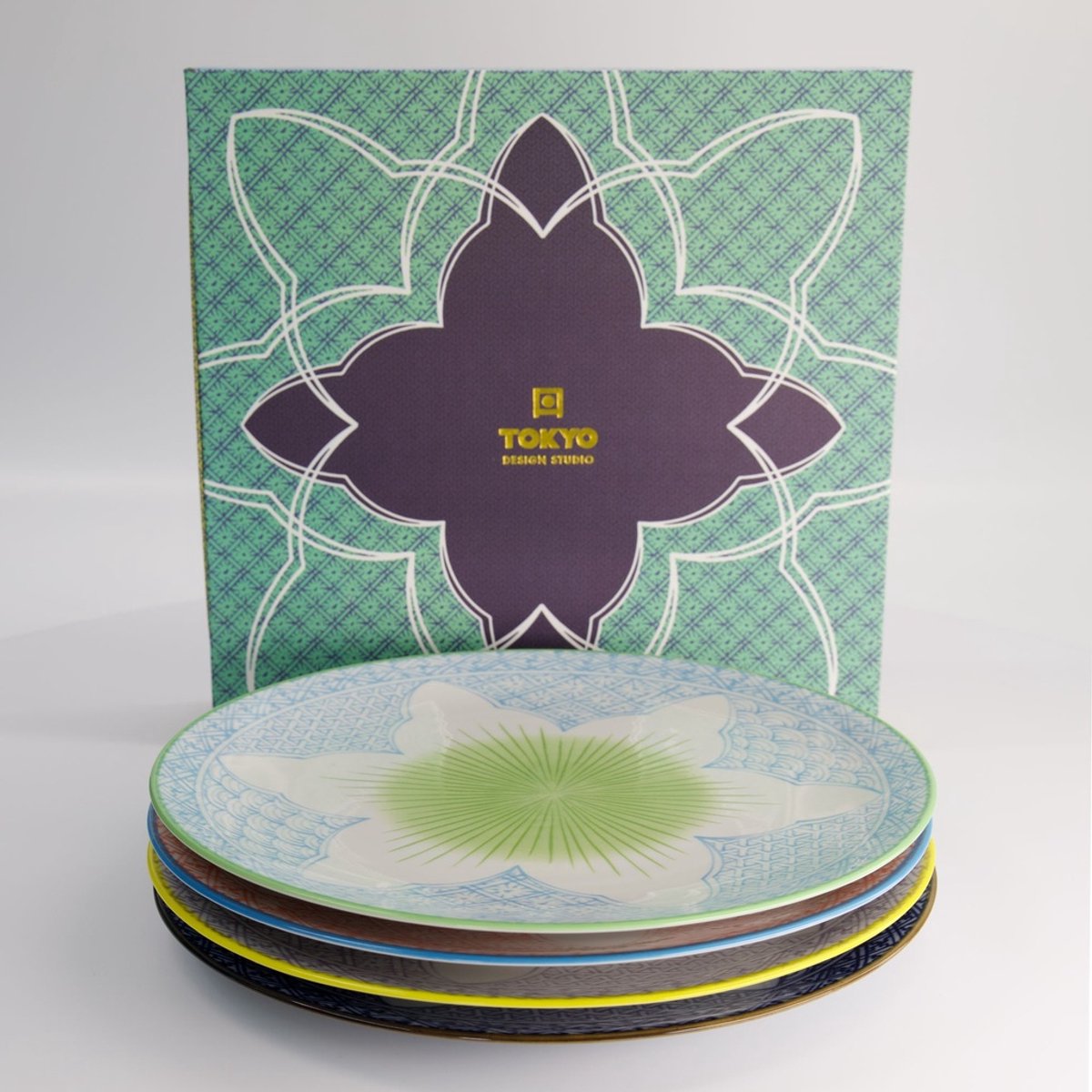 Tokyo Design Studio Lily Flower 4pcs Plate L Giftset 26x3cm
