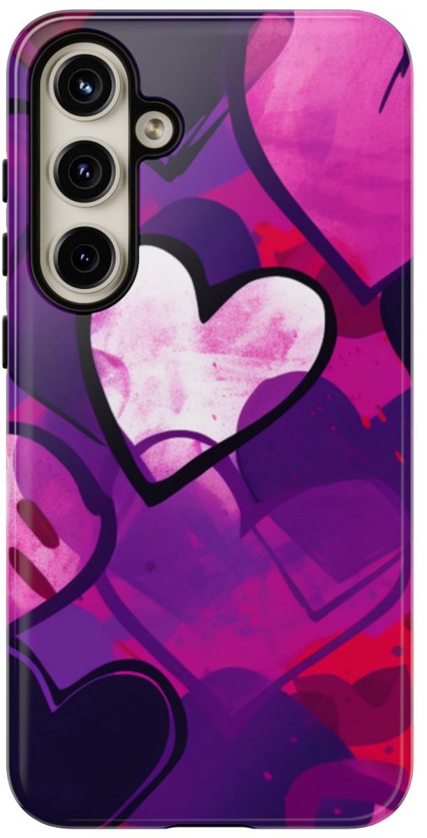 Levendig Popart Hartjespatroon – Telefoonhoesje Geschikt voor Samsung Galaxy S24 Plus