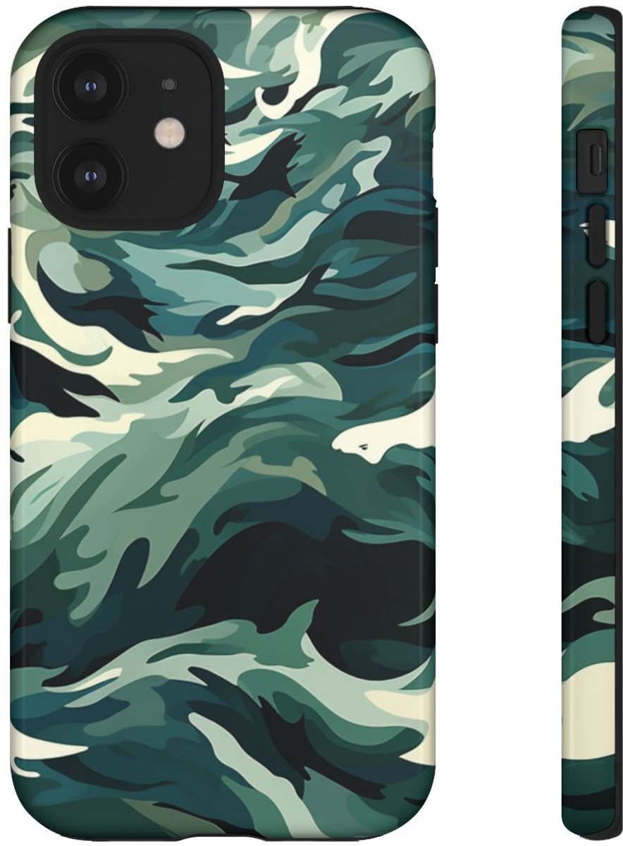 Abstracte Oceaangolven met Haaienpatroon – Telefoonhoesje Geschikt voor iPhone 12