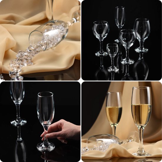 Verres à vin KADAX, verre à vin lavable au lave-vaisselle, ensemble de verres de haute qualité et élégants pour le vin rouge et blanc, verres à vin pour servir le vin et le champagne (6 x 190 ml, pour le champagne)