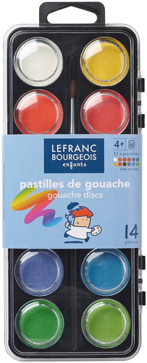 Lefranc & Bourgeois aquarelverf doosje, 12 kleuren met penseel.