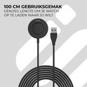 Chargeur rond noir pour montre avec câble de 100 cm et connecteur USB-A.