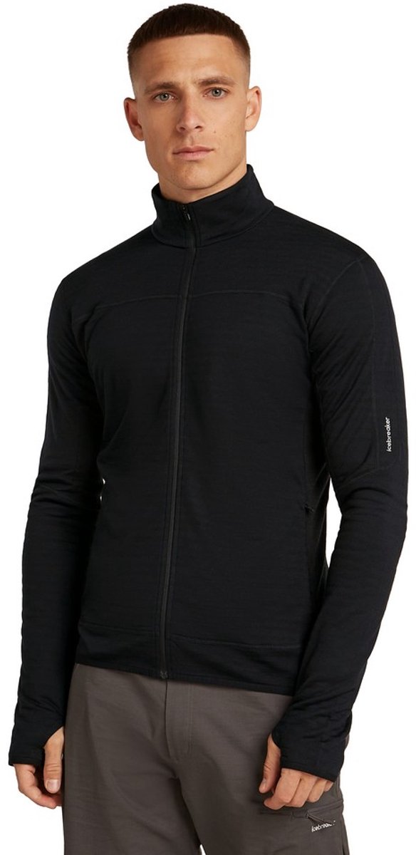 Icebreaker Merino Blend 300 Realfleece™ Descender Sweatshirt Met Rits Zwart M Man