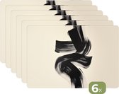 Napperons - 6 pièces - 45x30 cm - Set de table en plastique - Rayures - Zwart - Abstrait - Dessous de Assiettes - Décoration de table - Accessoires de décoration de table de Cuisine - Dessous de verre en Vinyl - Décoration de table