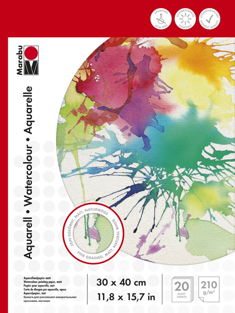 TEKENBLOK AQUAREL 210 G/M², 24X32CM, 20 BLADEN