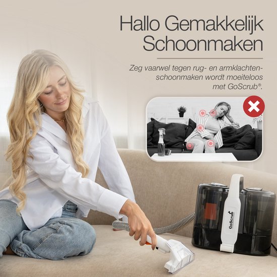 GoScrub® Professionele Tapijtreiniger – Vlekkenreiniger & Bank Reiniger – Voor Bank, Auto, Matras – Inclusief Schoonmaakmiddel – Reinigingsmachine - Zetelreiniger