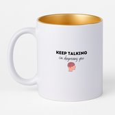 Hacebo® - keep talking I am diagnosing you koffiebeker met goud kleurige binnenkant - dokters - thee mok - koffie beker - patiënten - mensen testen - collega's - werknemers - verjaardagscadeau - verjaardag - cadeau - koffiemok - 330 ML