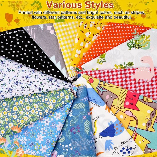 Creativeally 70 Pièces Tissus Coton - Tissus Patchwork Tissus - 25x25 cm - Coudre DIY - Literie - Quilt - Patchwork - Pack de 70 Pièces de Tissu - DIY Tissu Coton Imprimé Floral C
