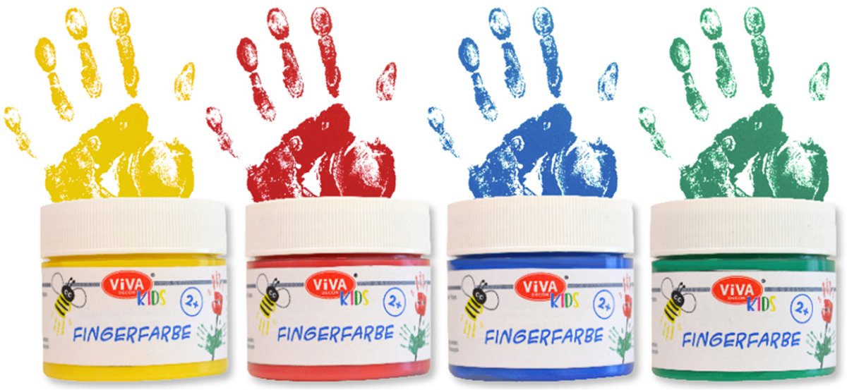 Viva Kids Fingerfarbe 4er Set, Basic