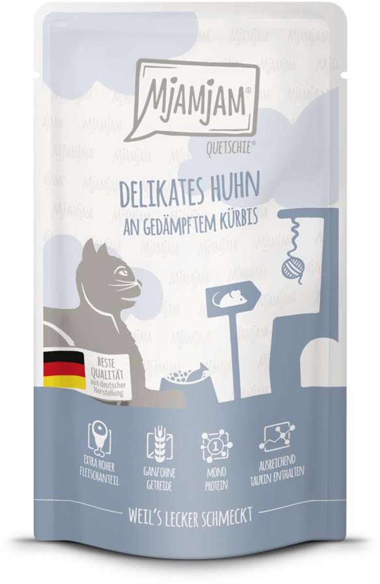 MjAMjAM MjAMjAM Cat - Leckere Mahlzeiten Pouchbeutel 12x125g | Huhn & Kürbis