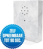 E-motionBox - Beton - Activatie d.m.v. Bewegingssensor - Zelf opneembaar tot 90 seconden - Spreek je eigen boodschap in - Jouw eigen geluid - Inclusief 3x AAA Batterijen - Vogelhuisje met geluid - Voor op Toilet