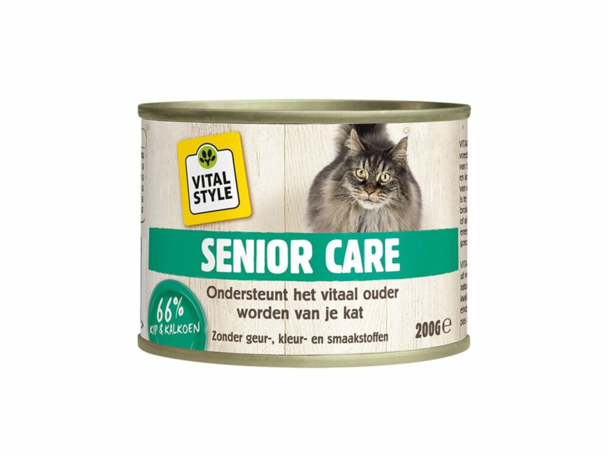 Vitalstyle Kattenvoer Blik Senior – 12 x 200 gr – Voordeelverpakking