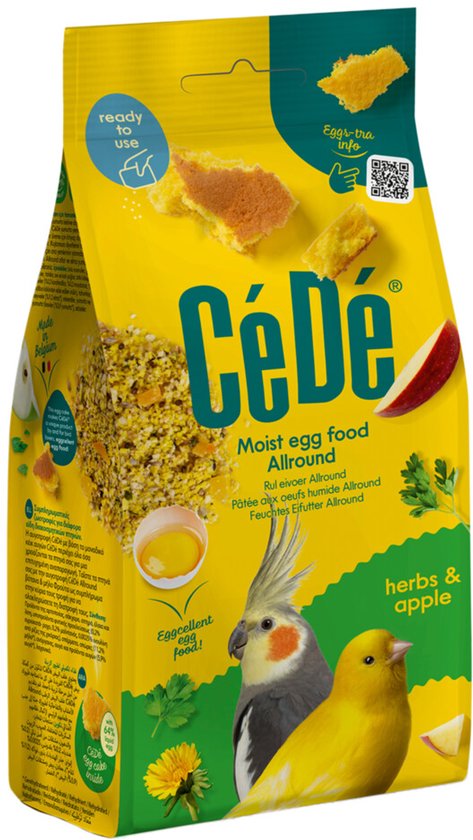 Cédé Moist egg food Allround kruiden & appel met 2 vogels, appel en eidooier. "Ready to use"