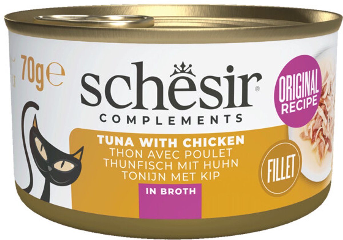 Schesir Schesir Kattenvoer Tonijn en Kip in Boullion - 12 x 70 gr - Voordeelverpakking