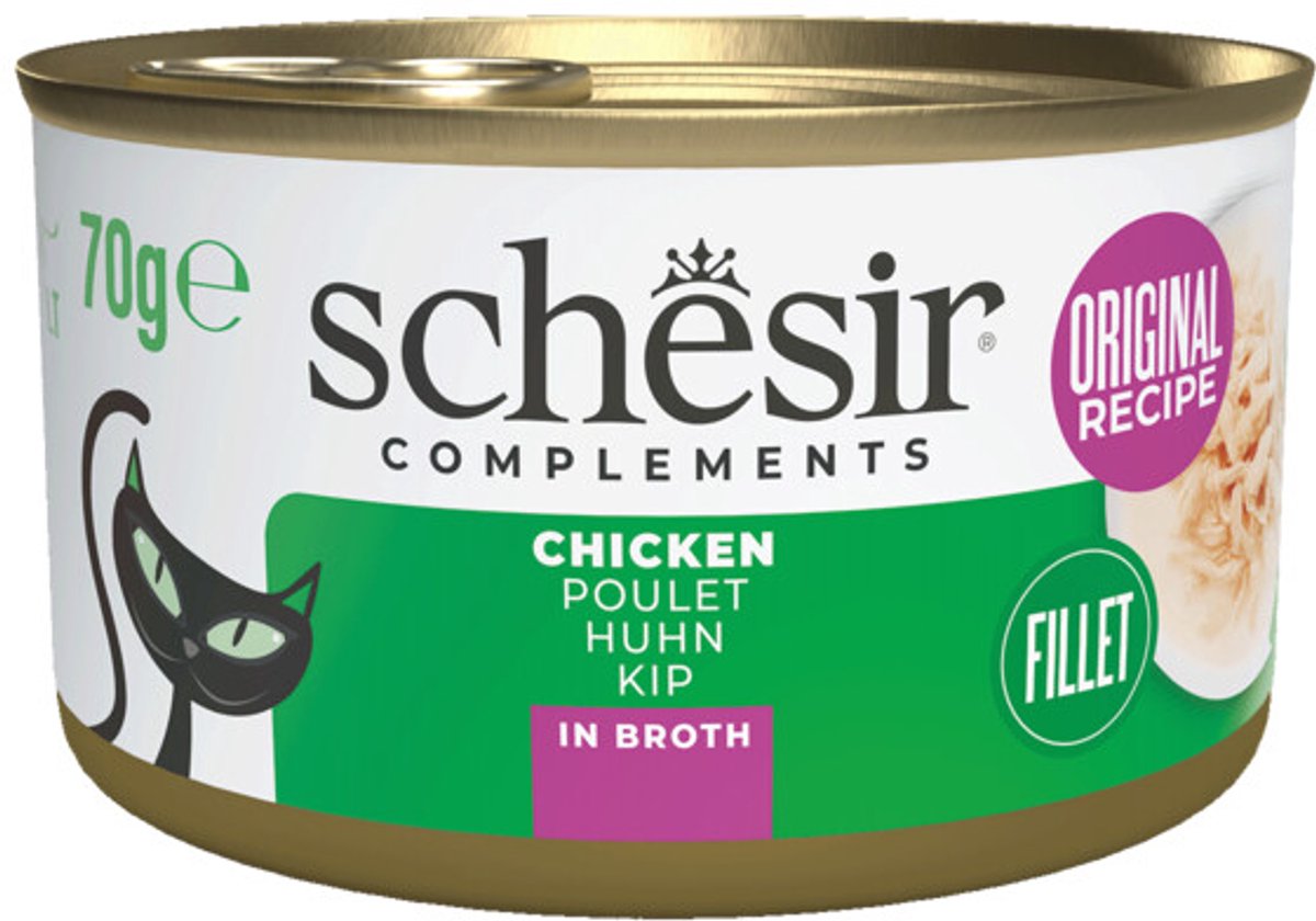 Schesir Kattenvoer Kipfilet in Bouillon - 12 x 70 gr - Voordeelverpakking