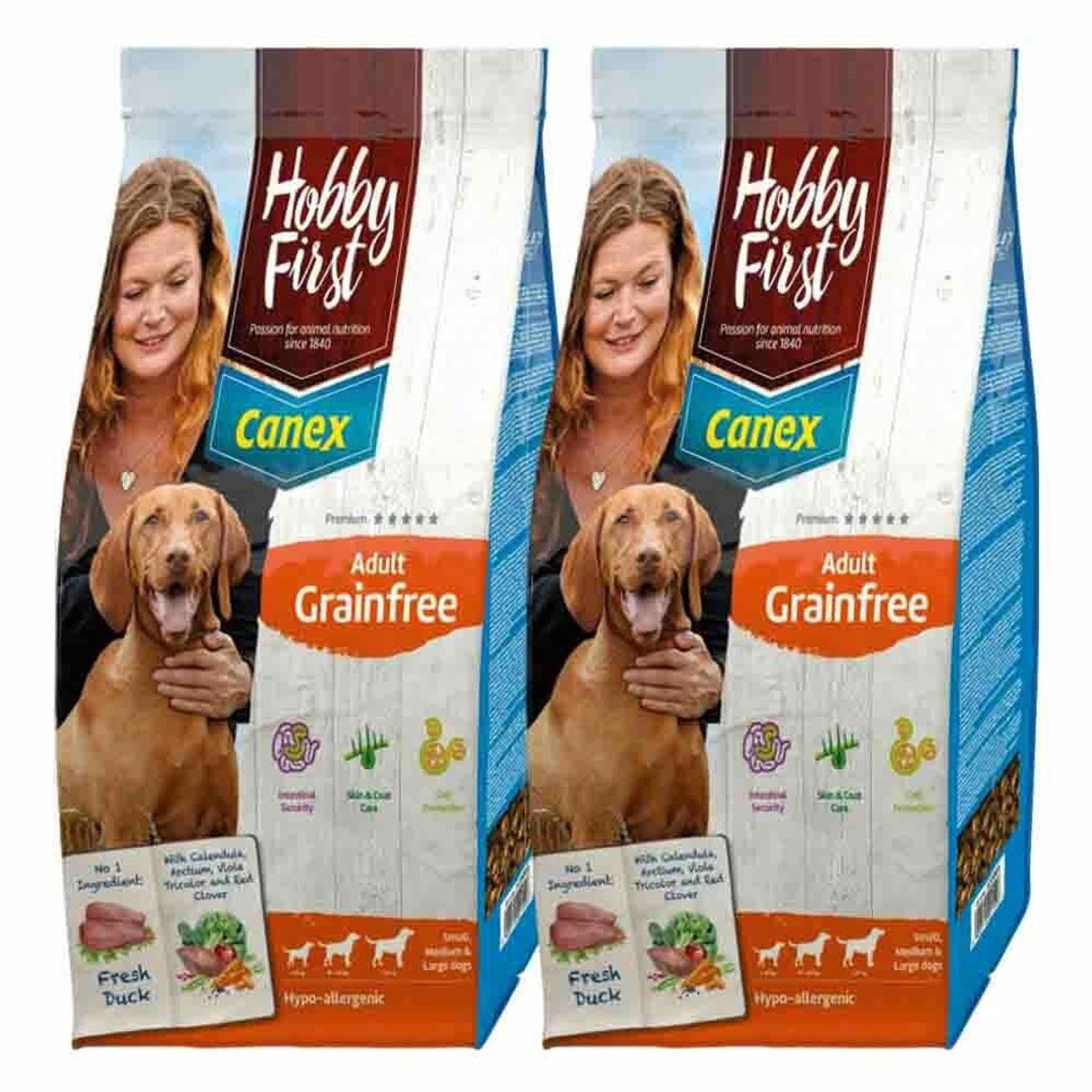 HobbyFirst Canex HobbyFirst Canex Hondenvoer Adult Graanvrij Eend - 2 x 12 kg - Voordeelverpakking
