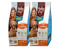 2x HobbyFirst Canex Hondenvoer Adult Graanvrij Eend 12 kg