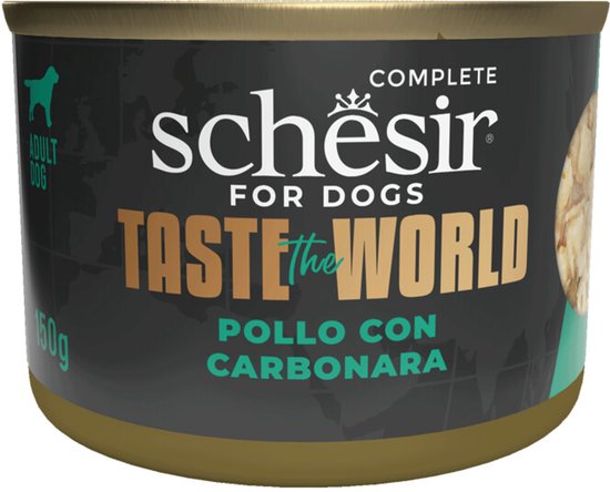 Schesir Taste The World Hond Kip & Carbonara - 8 x 150 gr - Voordeelverpakking