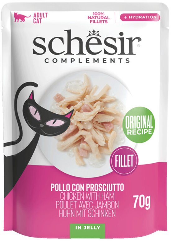 Schesir Complementary Kattenvoer Kip & Ham in Gelei - 12 x 70 gr - Voordeelverpakking