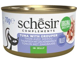 12x Schesir Complementary Kattenvoer Tonijn & Zeebaars in Gelei 70 gr