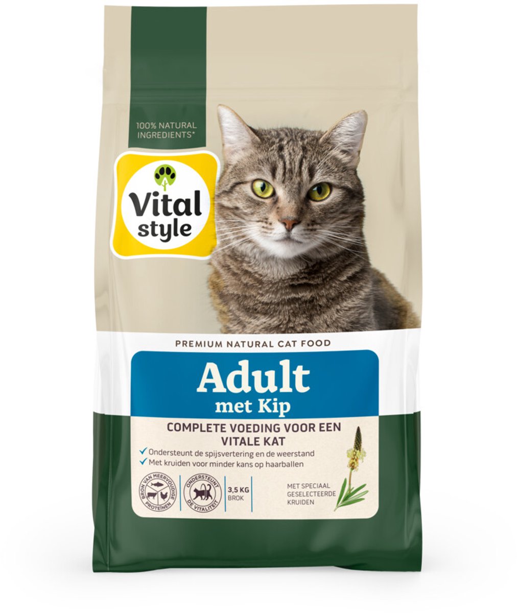 Vitalstyle Adult Kip Kattenvoer – 2 x 3,5 kg – Voordeelverpakking
