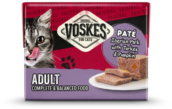 Voskes Original Paté Adult Iberisch Varken & Kalkoen & Pompoen - 8 x 95 gr