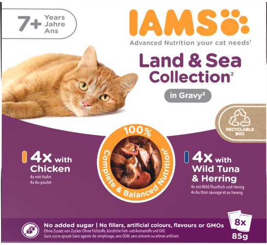 IAMS Delights Senior Land & Sea Gravy Multipack - 8 x 85 gr