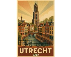 Utrecht Poster - Steden Posters - Nederland - Tekst - Domtoren - Wanddecoratie Woonkamer - 180 gram papier - S6643WV - Formaat 50 x 70cm