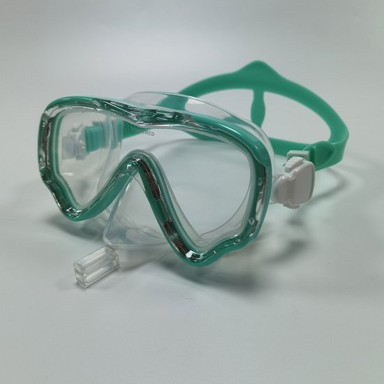 Duikbril voor kinderen, 180° panorama, snorkelmasker, anti-condens, gehard glas, zwemmasker voor jongens, siliconen, meisjes, zwembril met neusafdekking 4-16 (blauw