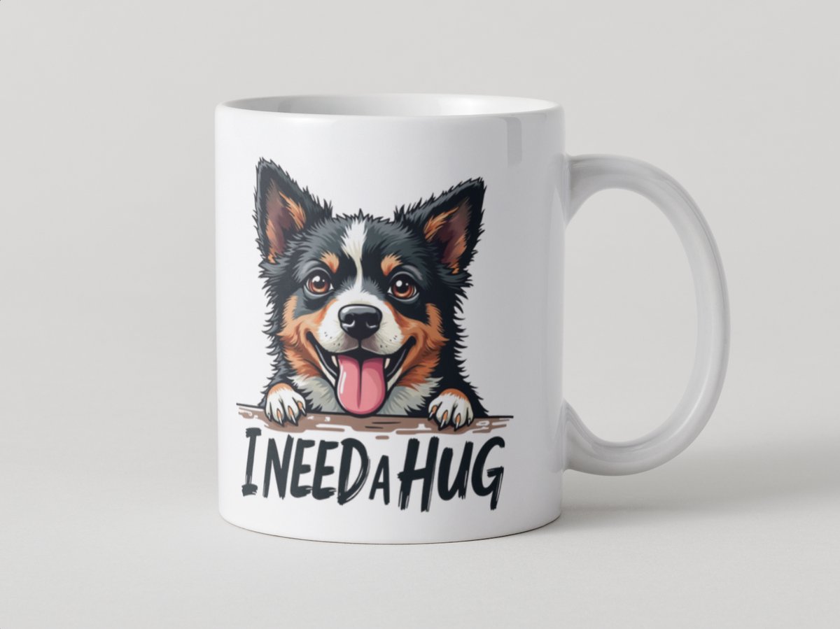 Mok I Need a Hug – Grappige Hond Beker 330ml | Schattige Koffiemok voor Hondenliefhebbers
