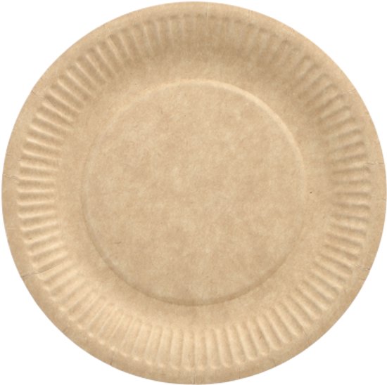 Kartonnen borden pure rond 19 cm bruin, papieren bordjes, FSC